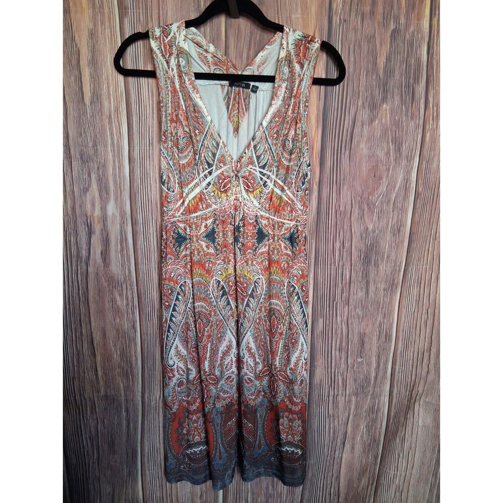 Apt 9 Women's Paisley Print Sleeveless V Neck Empire Waist Maxi Dress Medium